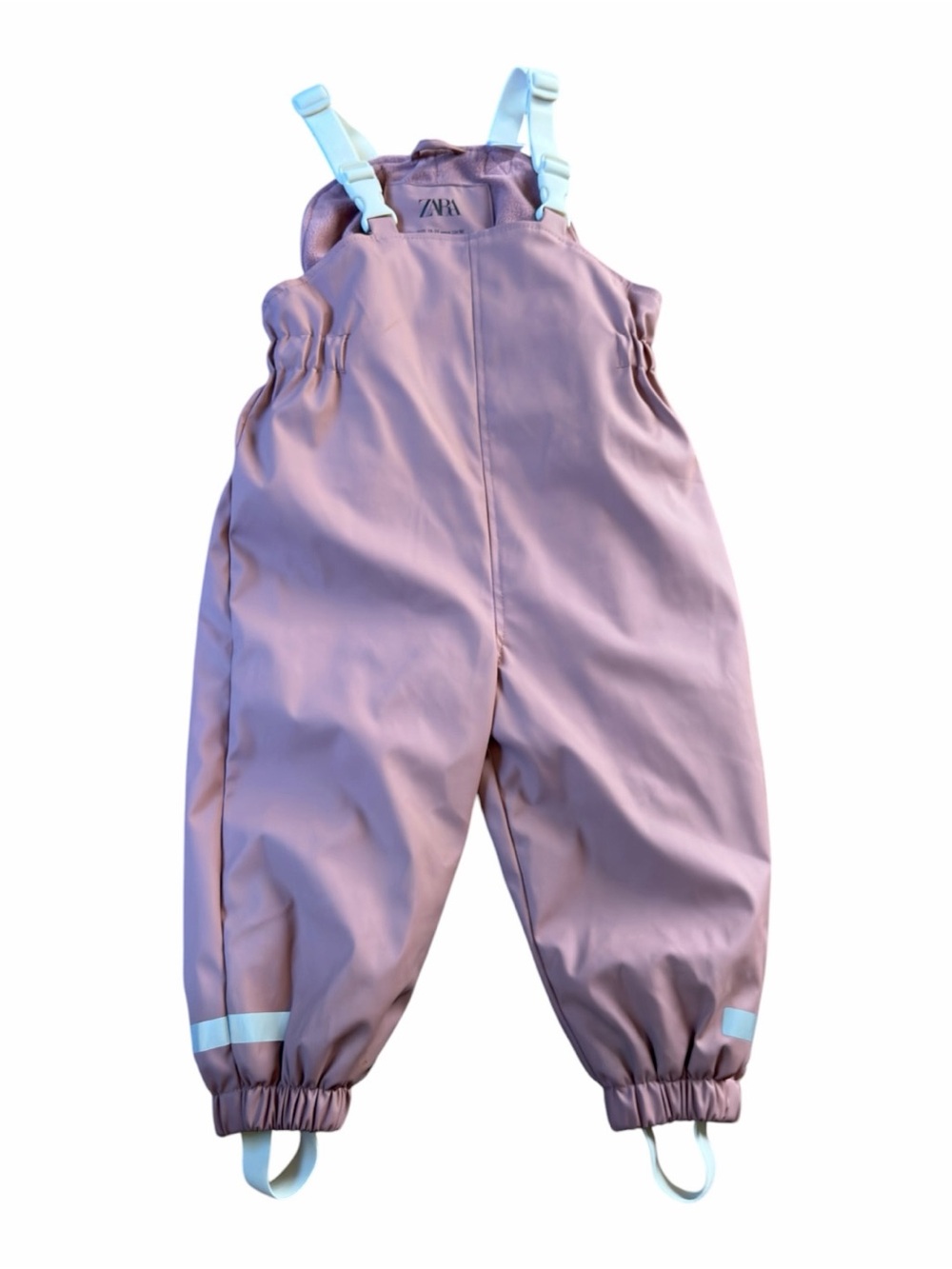 NWOT Zara Rubberised Fleece Lined Dungarees 18-24 Months Pink Water Resistant